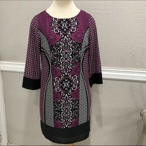 Laundry by Shelli Segal Tunic Dress Black 3/4 Sleeve Knee-Length Women's Size 6